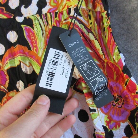 LIV Habitat Womens Midi Dress M Floral Long Sleeve Lagenlook Crinkle Zip Up 244 - Picture 6 of 11